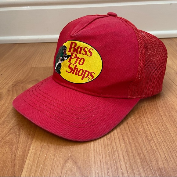 Bass Pro Shops Men’s Distressed Logo Red Snap Back Hat - Picture 1 of 11